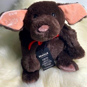 Braille Two Blind Brothers plush dog chocolate Lab, rare
